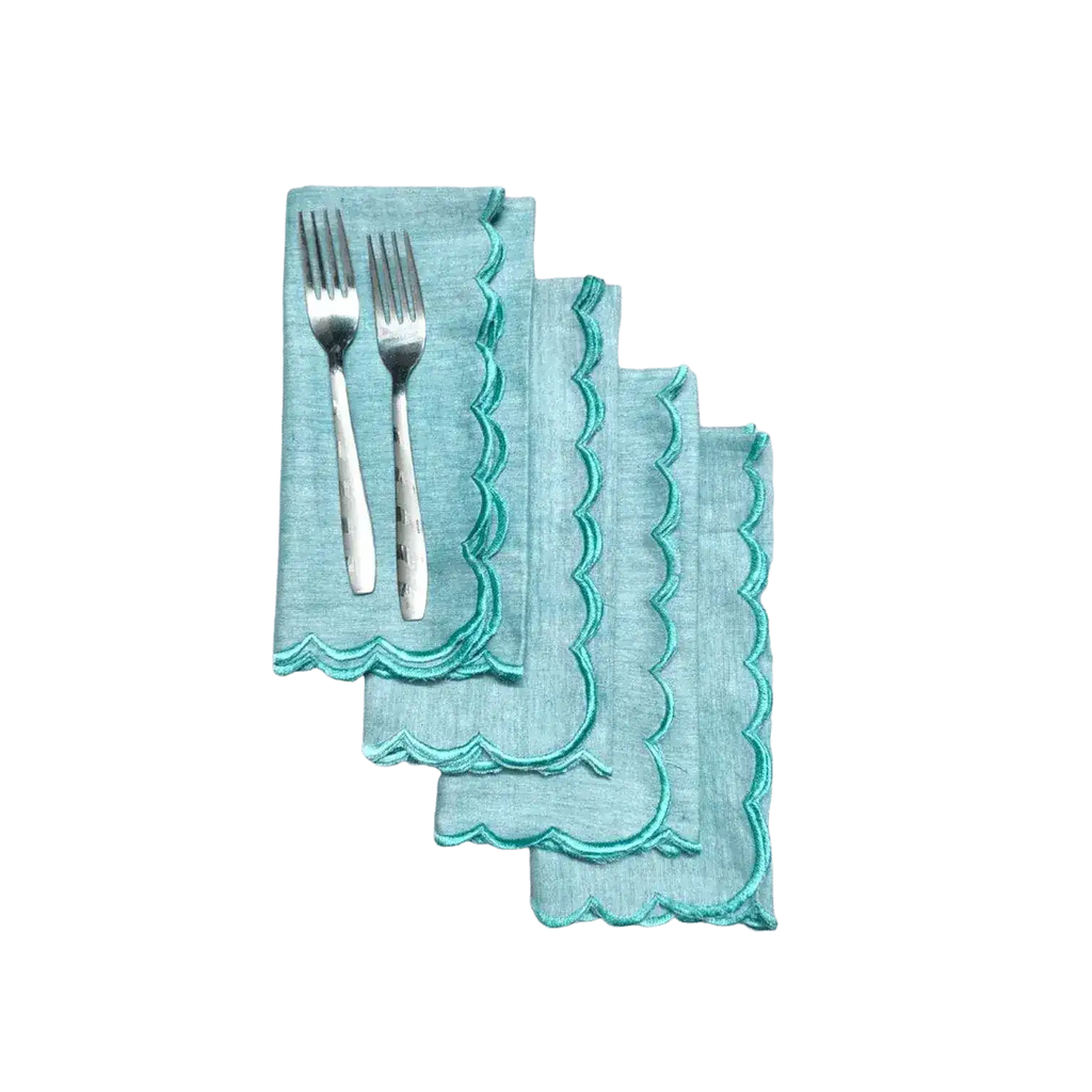 Mini Scalloped Plain Cotton Napkins