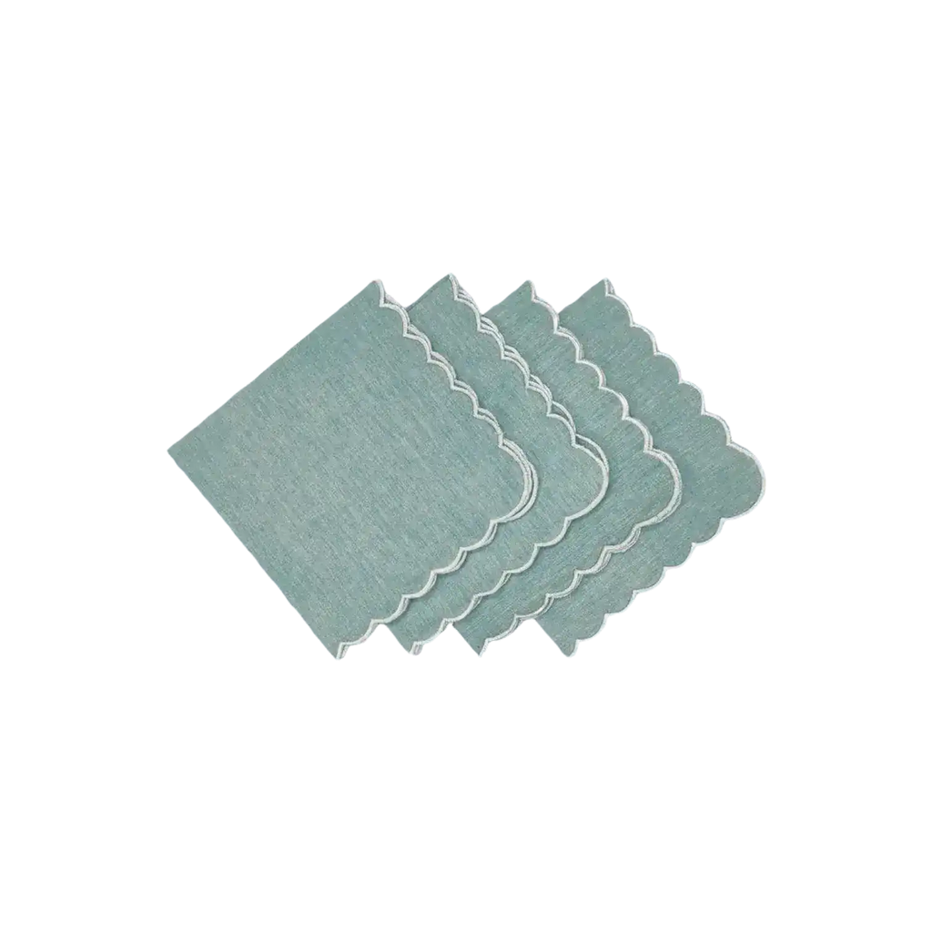 Mini Scalloped Plain Cotton Napkins
