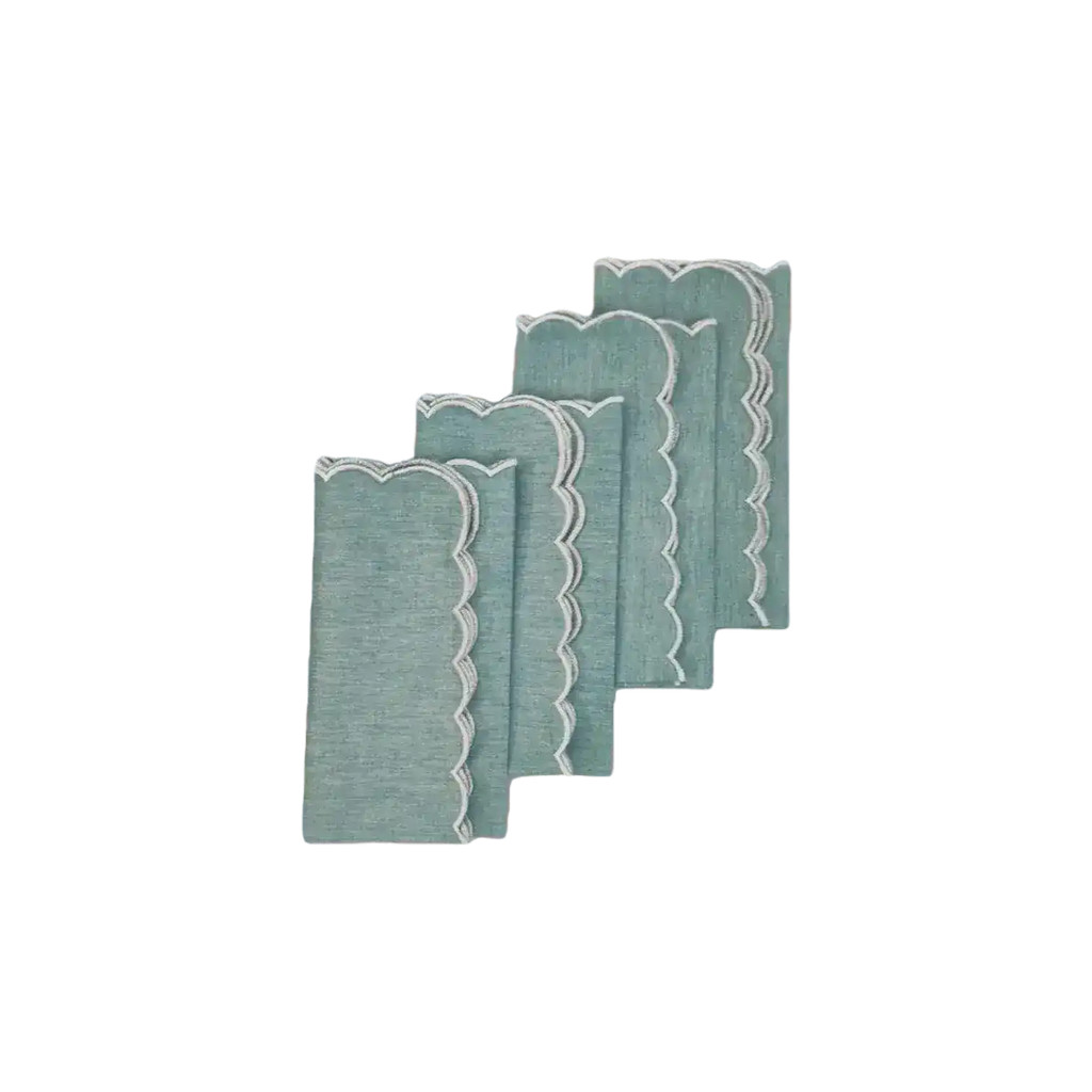 Mini Scalloped Plain Cotton Napkins
