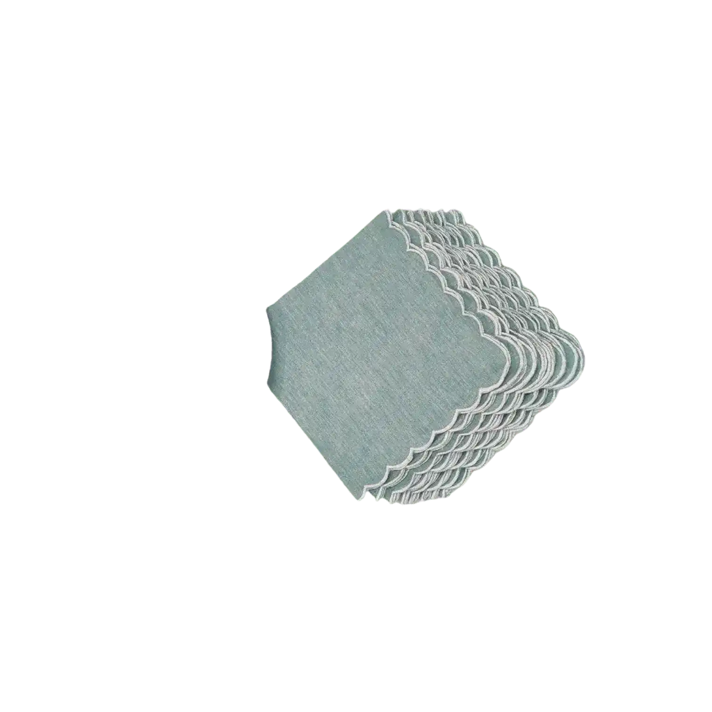 Mini Scalloped Plain Cotton Napkins