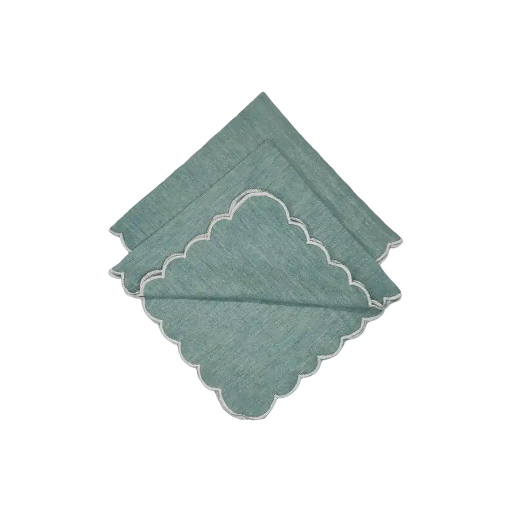 Mini Scalloped Plain Cotton Napkins