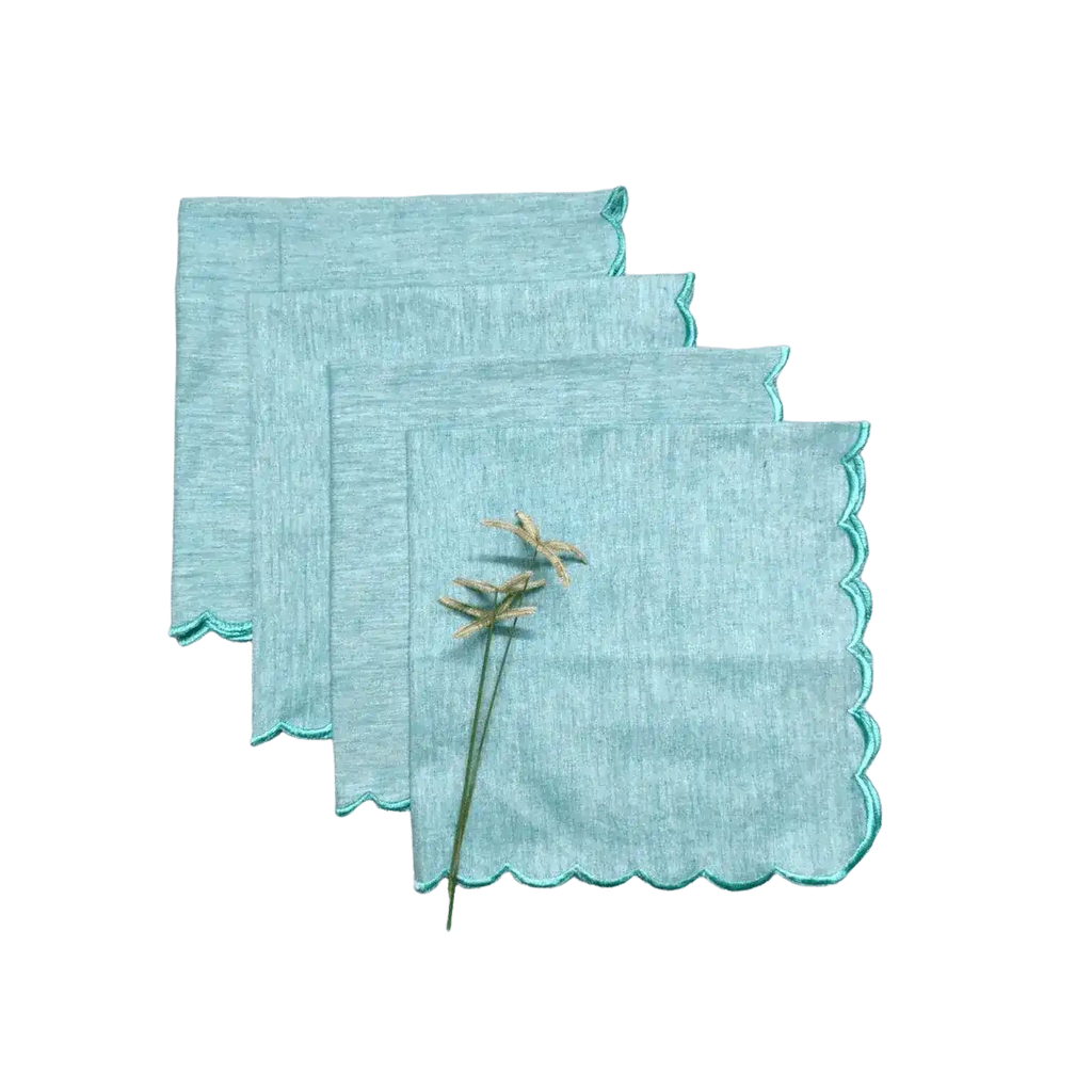 Mini Scalloped Plain Cotton Napkins