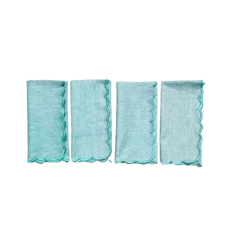 Mini Scalloped Plain Cotton Napkins