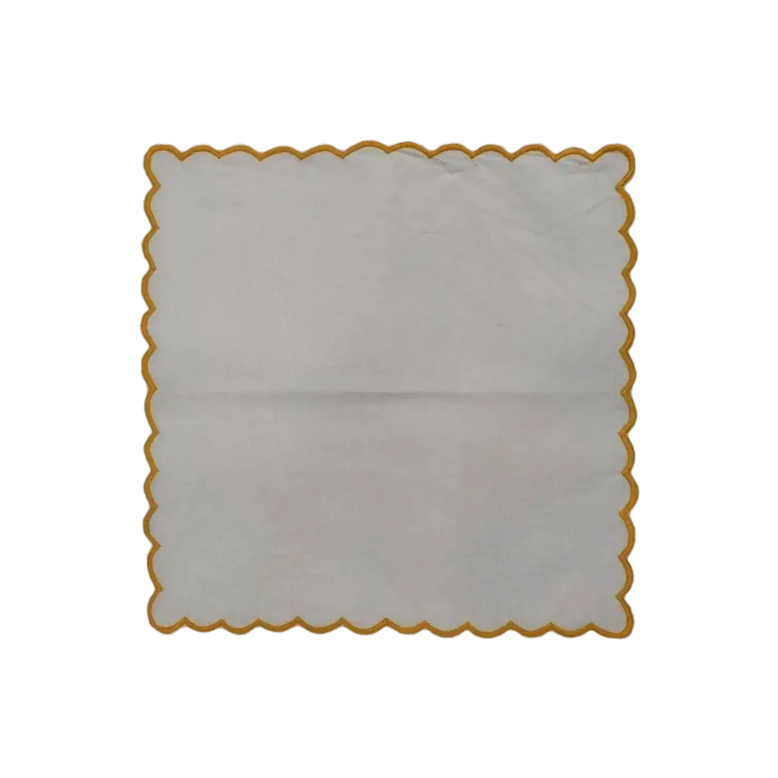 Mini Scalloped White Cotton Napkins with Embroidered Trim