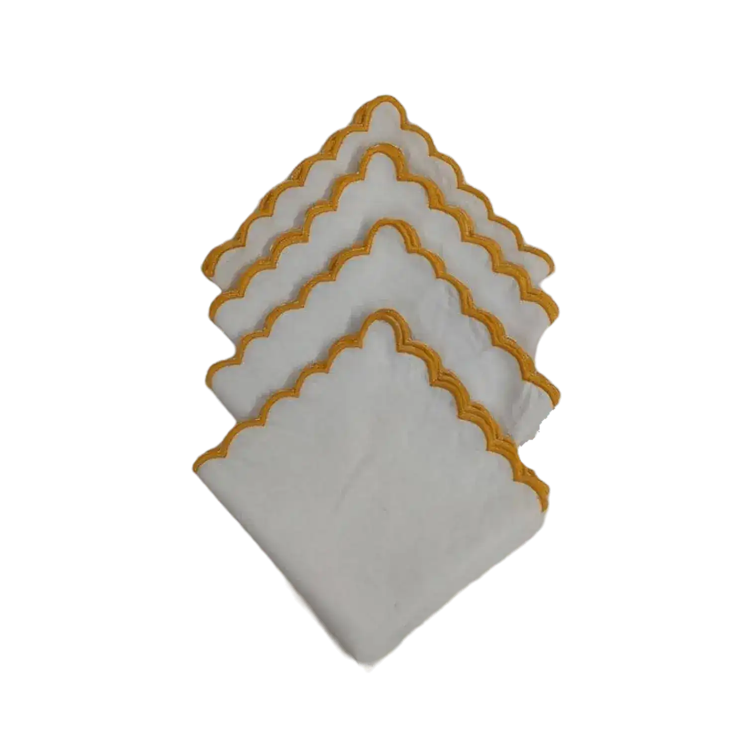 Mini Scalloped White Cotton Napkins with Embroidered Trim