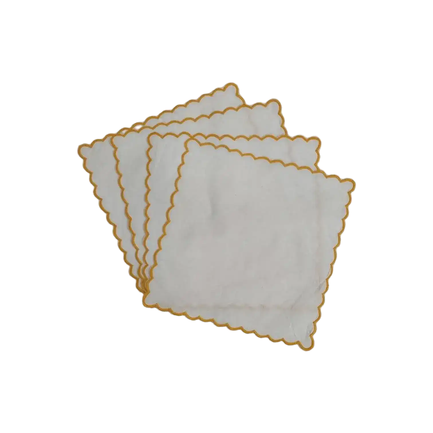 Mini Scalloped White Cotton Napkins with Embroidered Trim