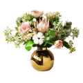 Multicolour Cotton Rose Floral Arrangement in a Gold Pot
