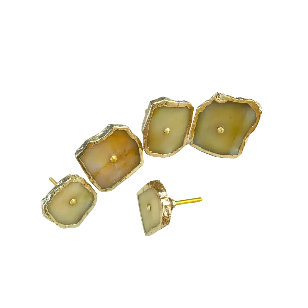 Mustard Agate Cabinet Door Pull Handle - Set of 6