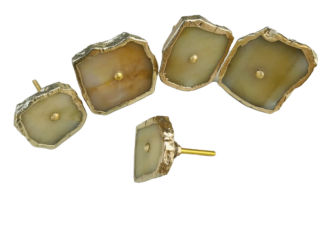 Mustard Agate Cabinet Door Pull Handle - Set of 6