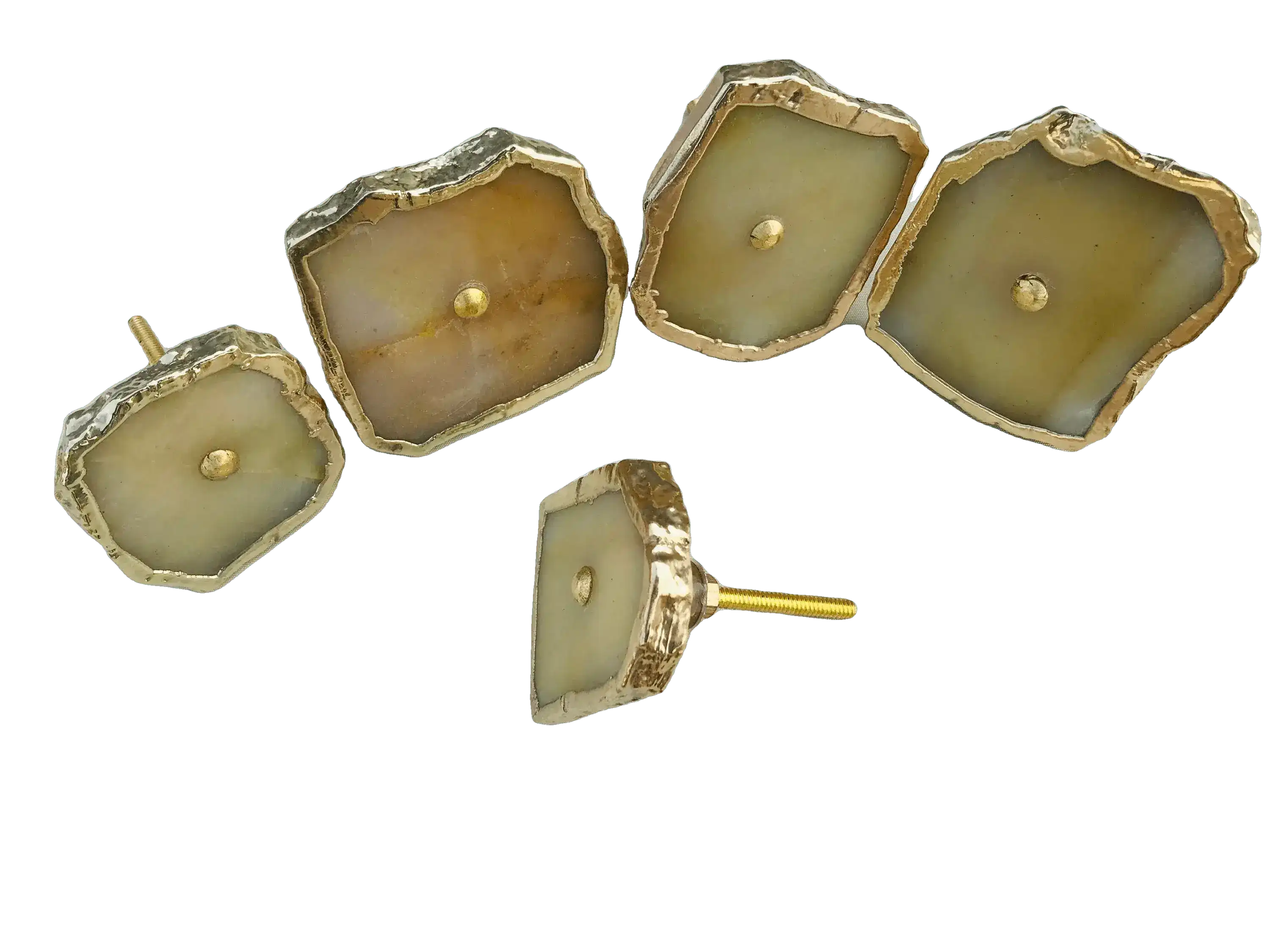 Mustard Agate Cabinet Door Pull Handle - Set of 6