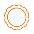 Orange and White Scalloped Round Cotton Placemats - Set of 4