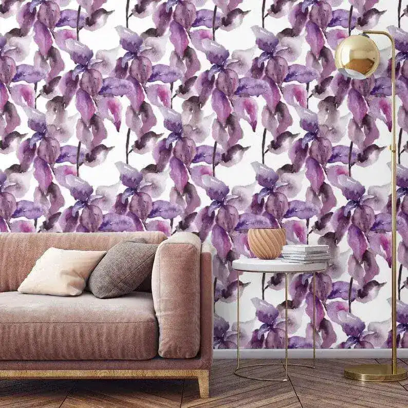Pastel Purple Floral Watercolor Wallpaper