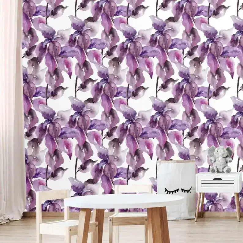 Pastel Purple Floral Watercolor Wallpaper
