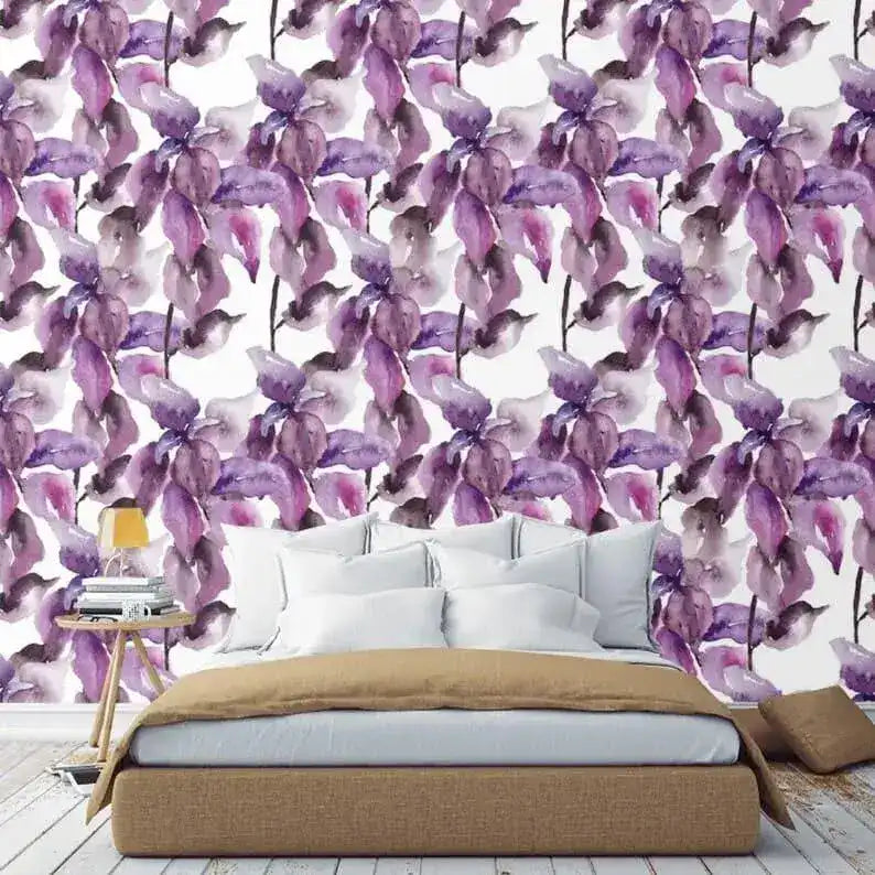 Pastel Purple Floral Watercolor Wallpaper