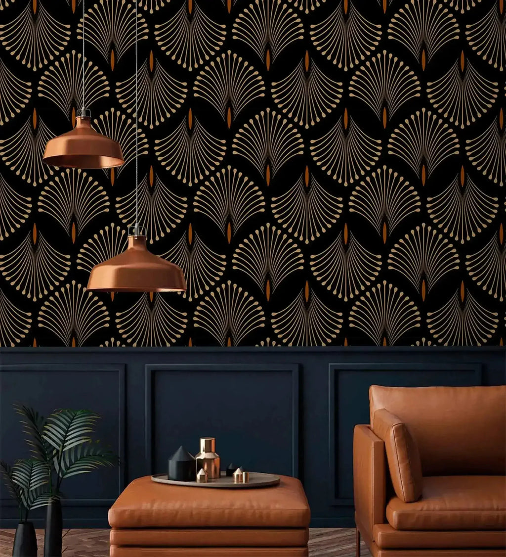 Petal Symphony Art Deco Wallpaper