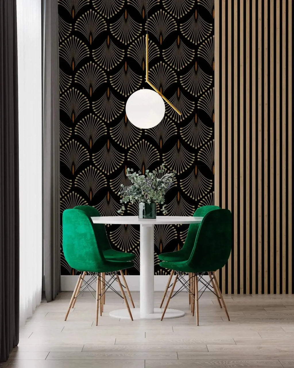 Petal Symphony Art Deco Wallpaper