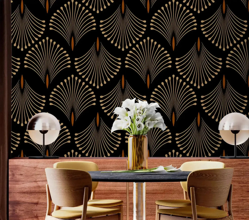 Petal Symphony Art Deco Wallpaper