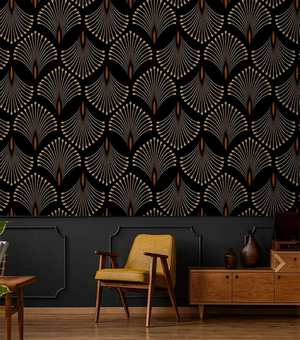 Petal Symphony Art Deco Wallpaper