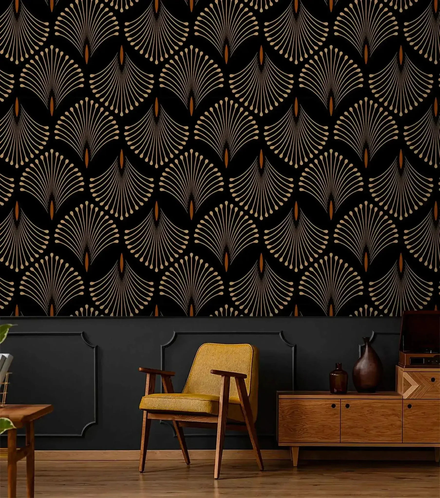 Petal Symphony Art Deco Wallpaper