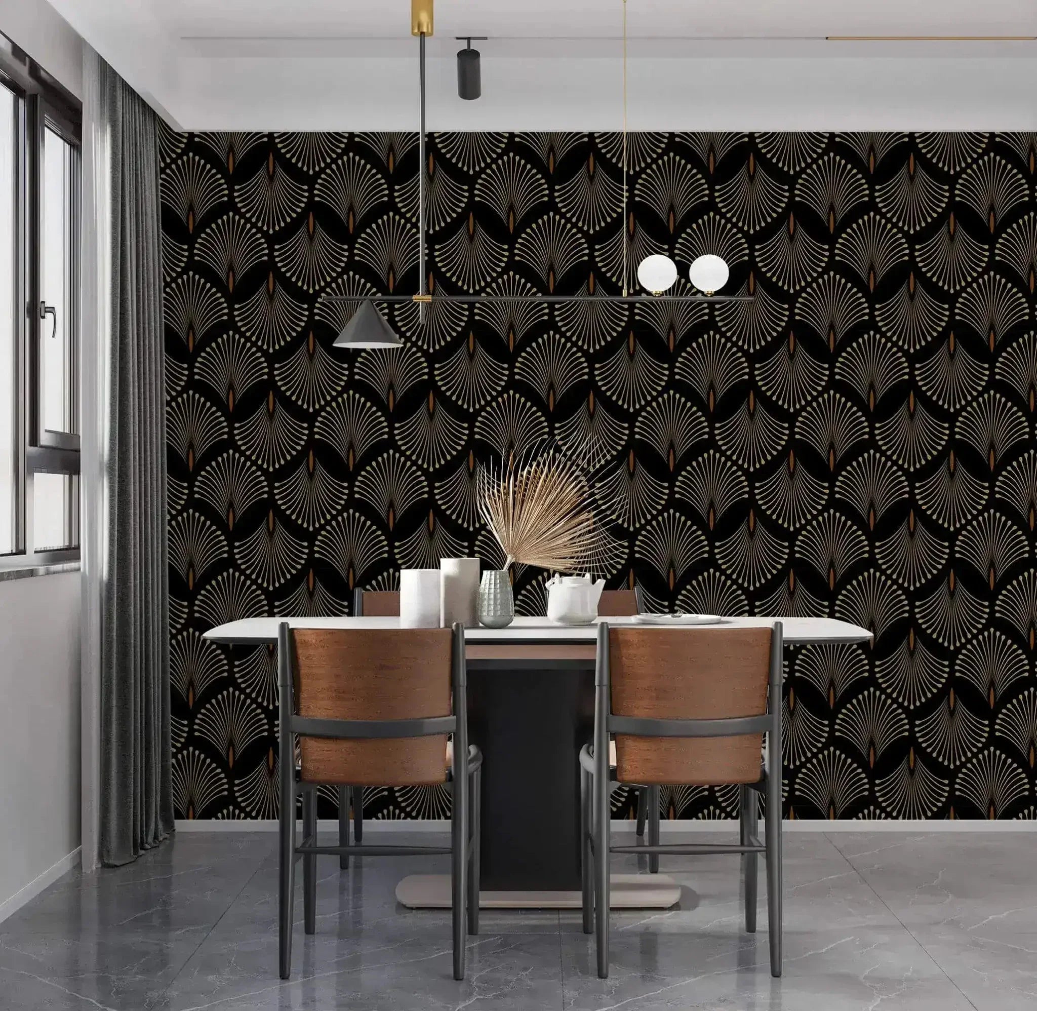 Petal Symphony Art Deco Wallpaper