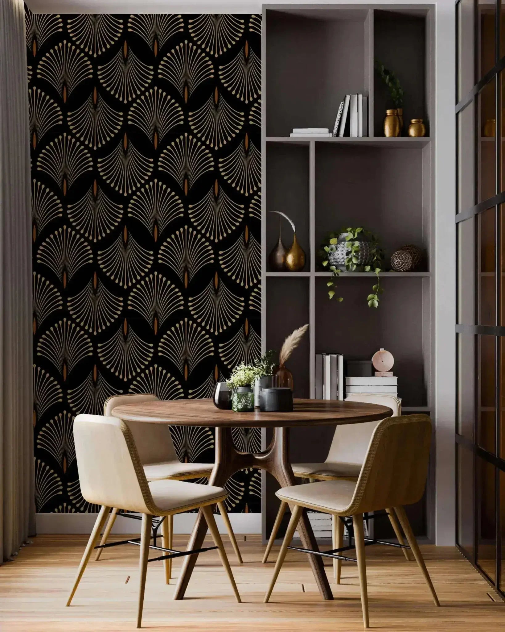 Petal Symphony Art Deco Wallpaper