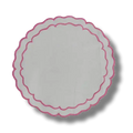 Pink Double Scalloped Round White Placemats
