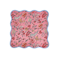 Pink Floral Block Printed Scalloped Cotton Napkins