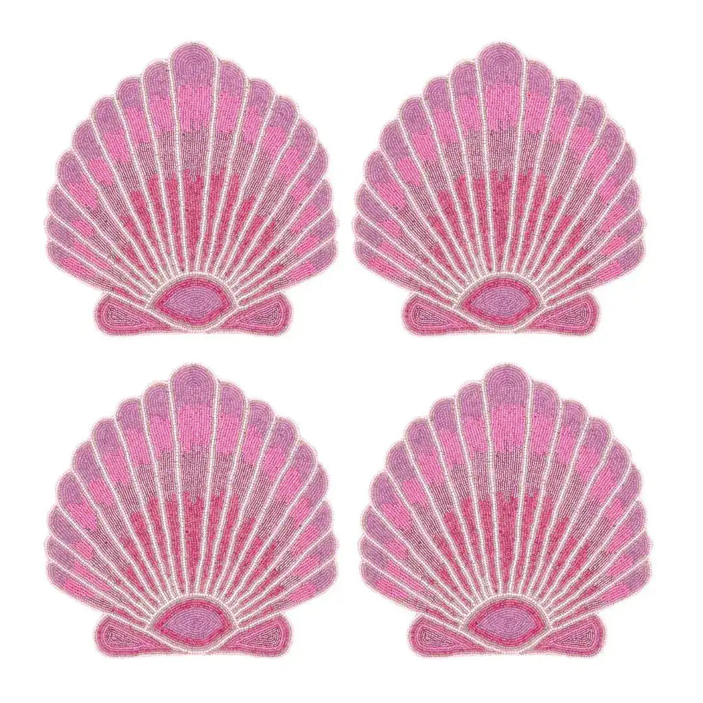 Pink Sea Shell Beaded Placemat - Set of 4