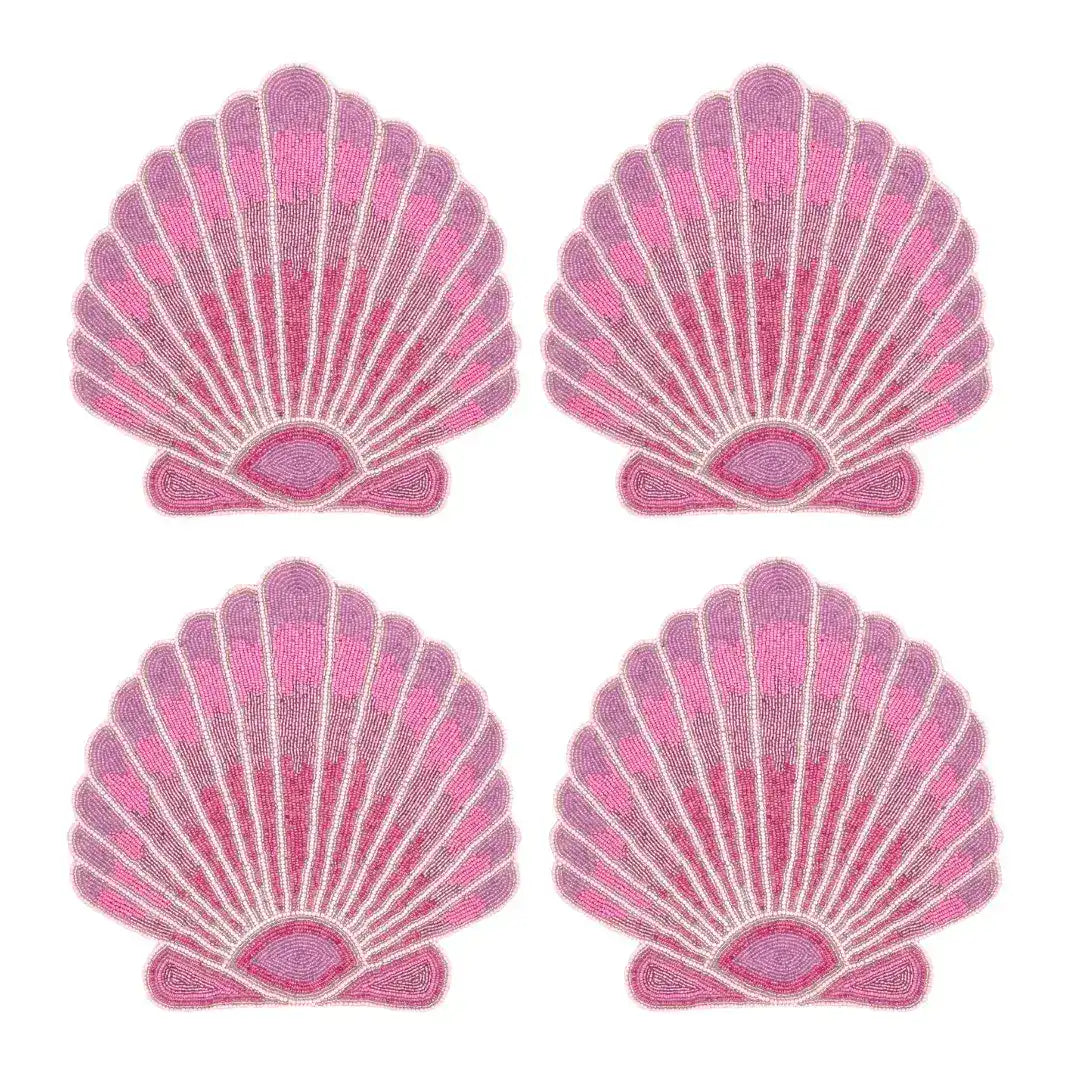 Pink Sea Shell Beaded Placemat - Set of 4