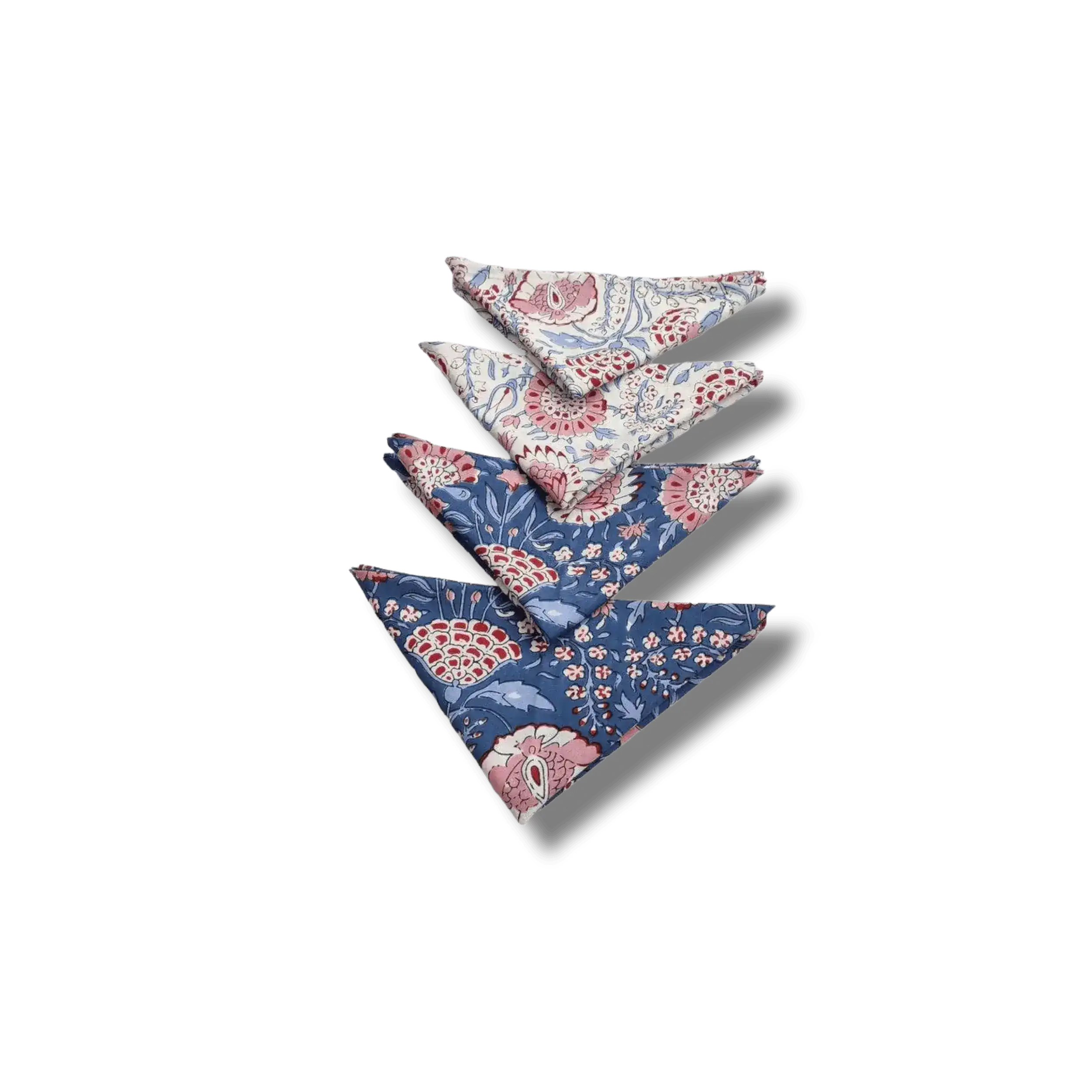 Pond of Flowers Block Printed Cotton Placemats and Napkins