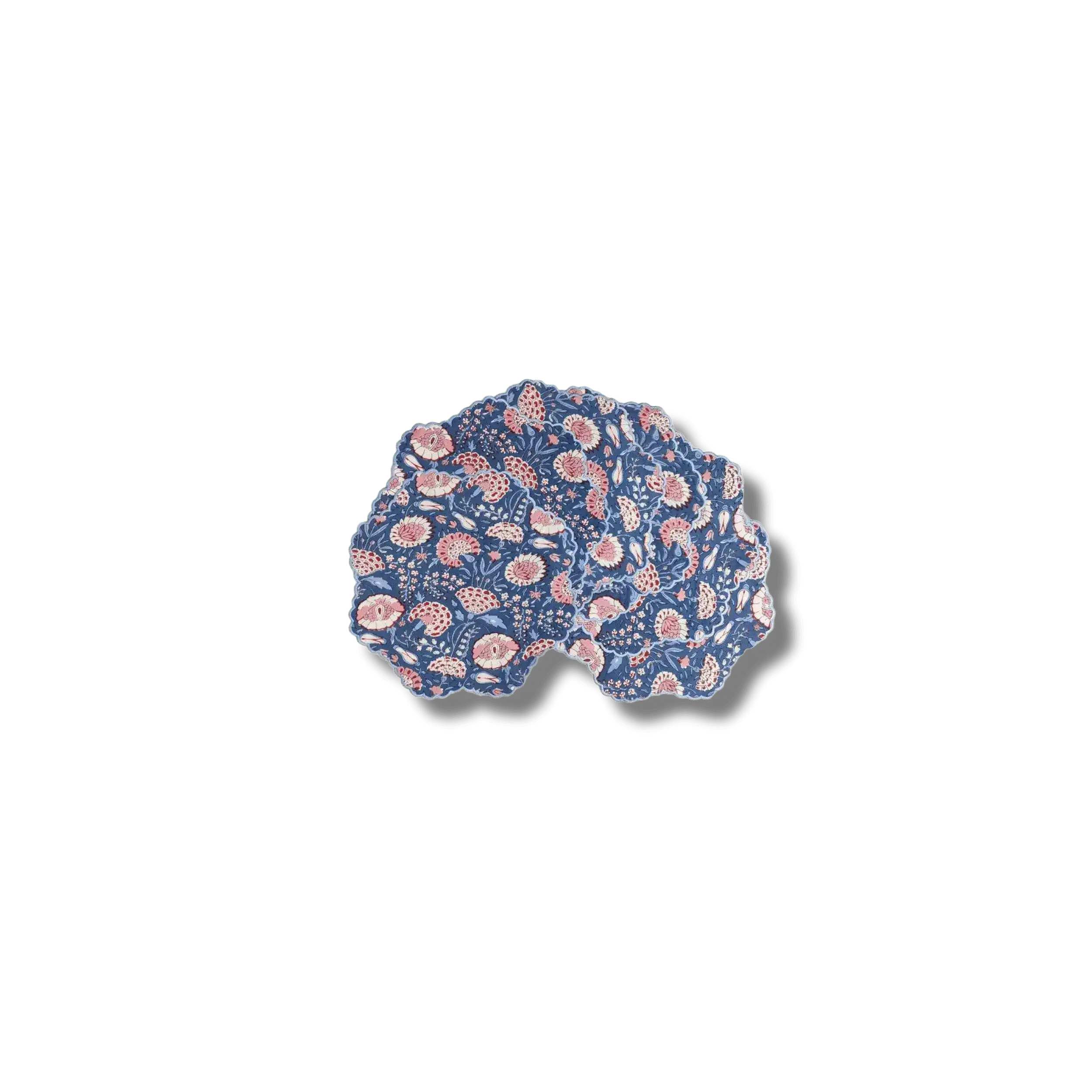 Pond of Flowers Block Printed Cotton Placemats and Napkins