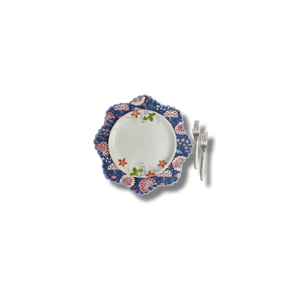 Pond of Flowers Block Printed Cotton Placemats and Napkins