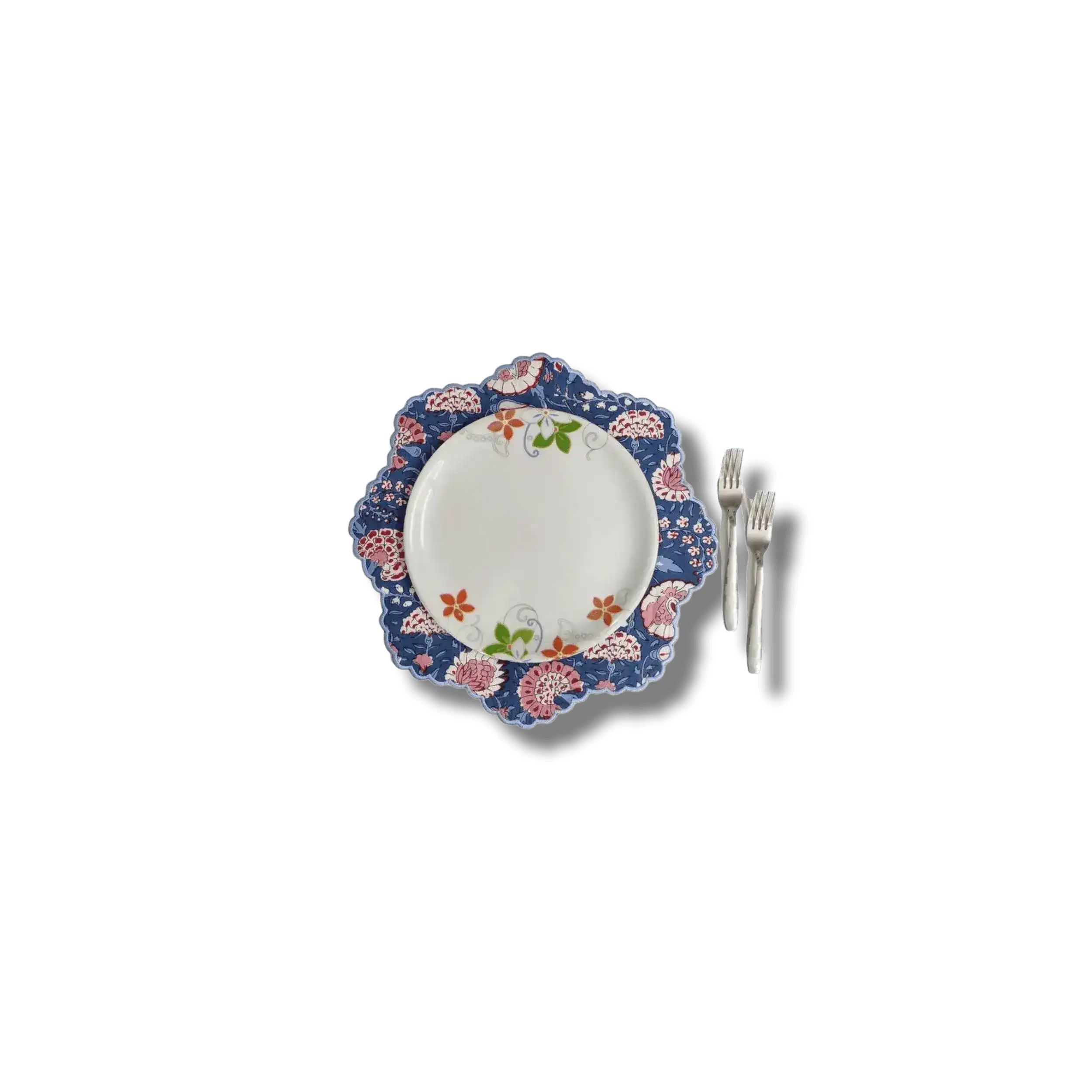 Pond of Flowers Block Printed Cotton Placemats and Napkins