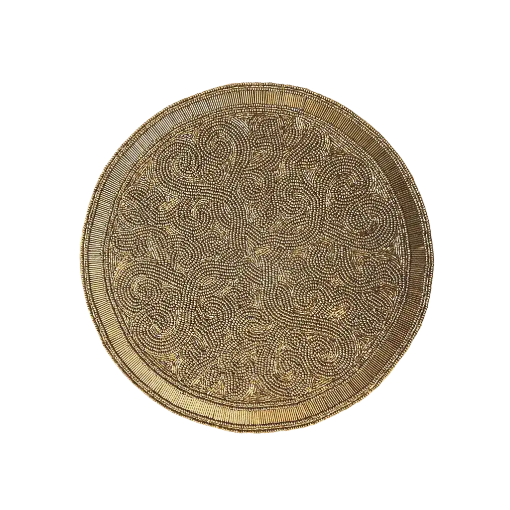Golden Orion Round Beaded Placemat