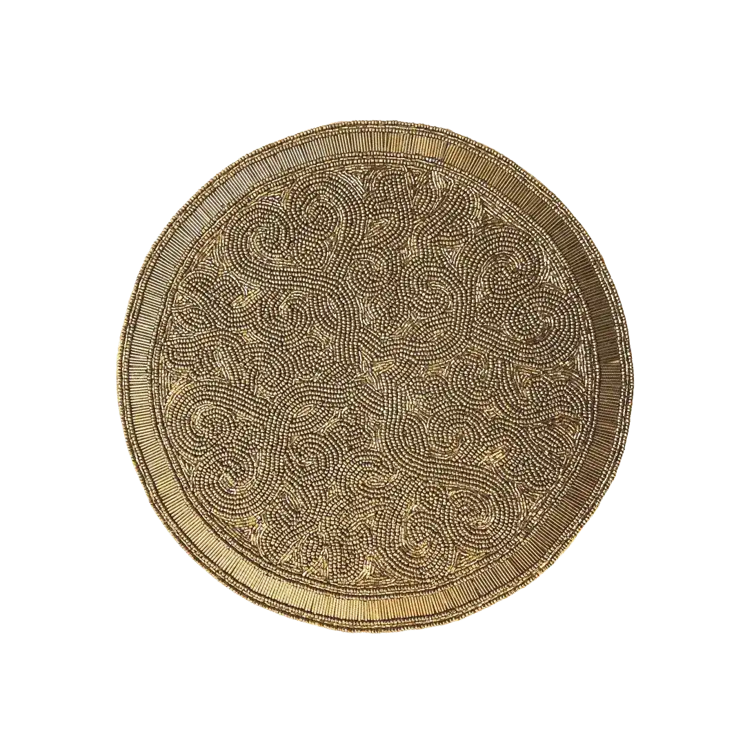 Golden Orion Round Beaded Placemat