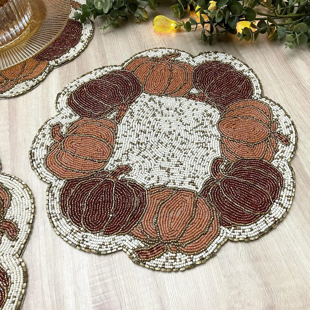 Pumpkin Harvest Beaded Placemat - Set of 6