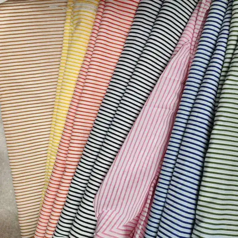 Punch Pink Stripes on White Scalloped Cotton Napkins