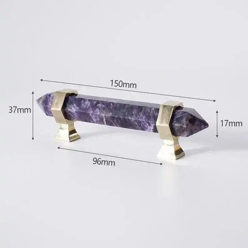 Purple Amethyst Bar Cabinet Drawer Pull with Brass Accent