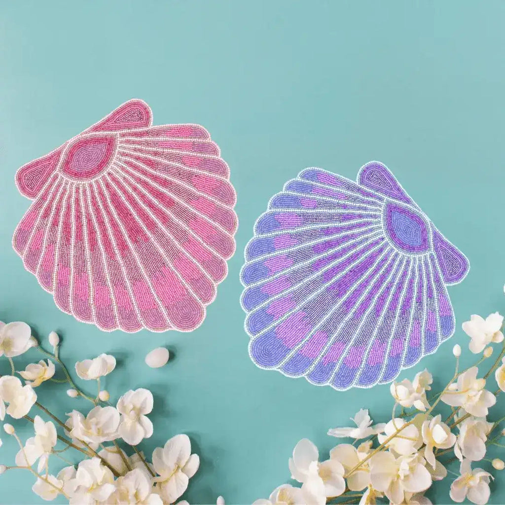 Purple Sea Shell Beaded Placemat - Set of 4