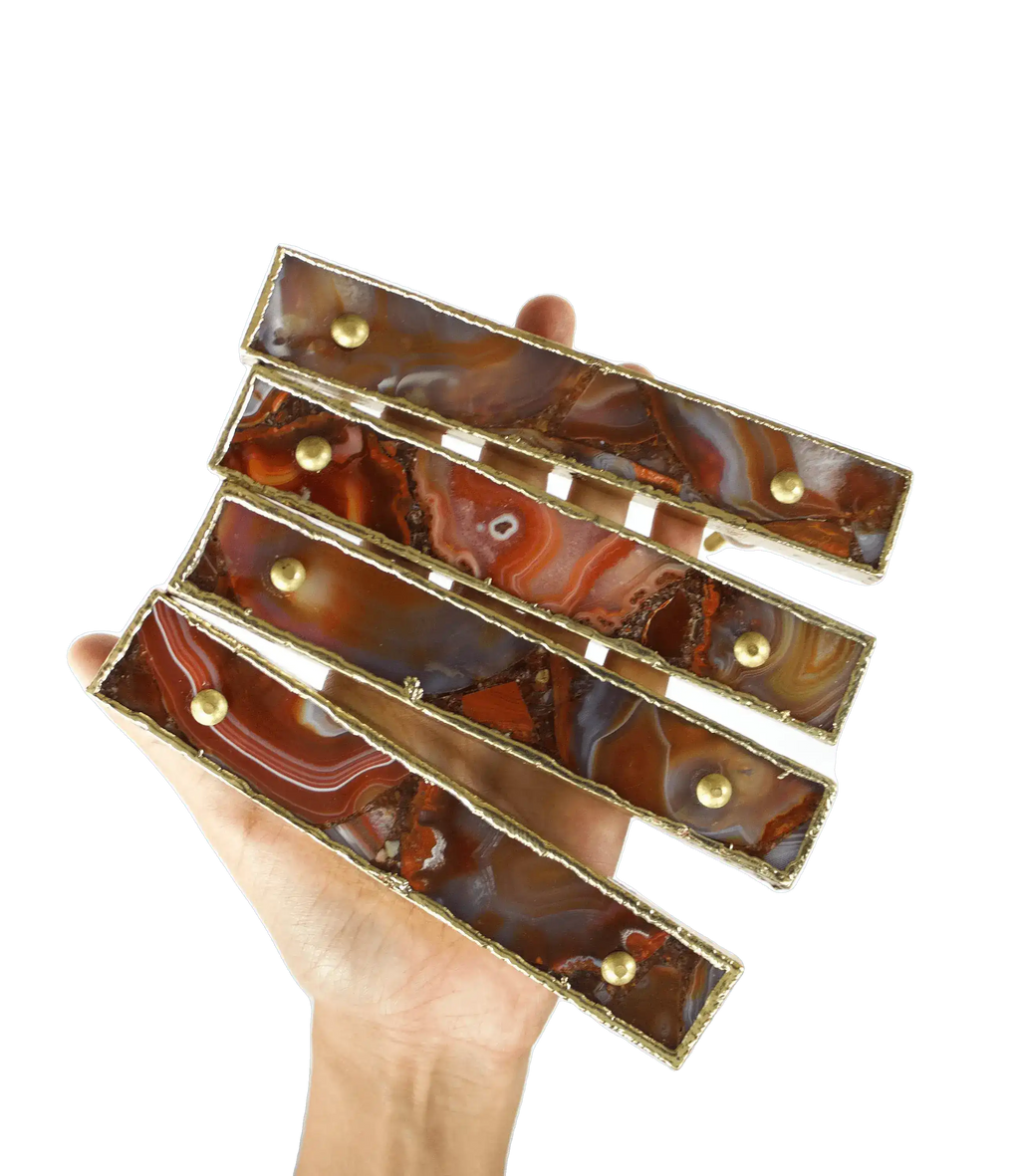 Red Agate Cabinet Door Pull Handle - Set of 4