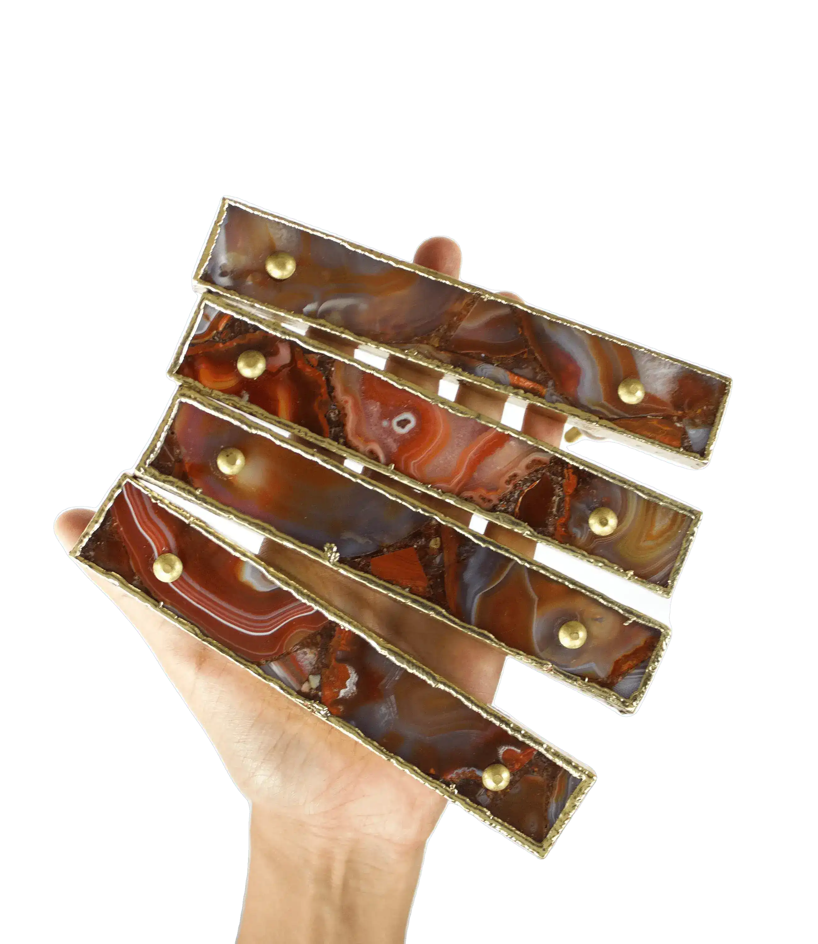 Red Agate Cabinet Door Pull Handle - Set of 4