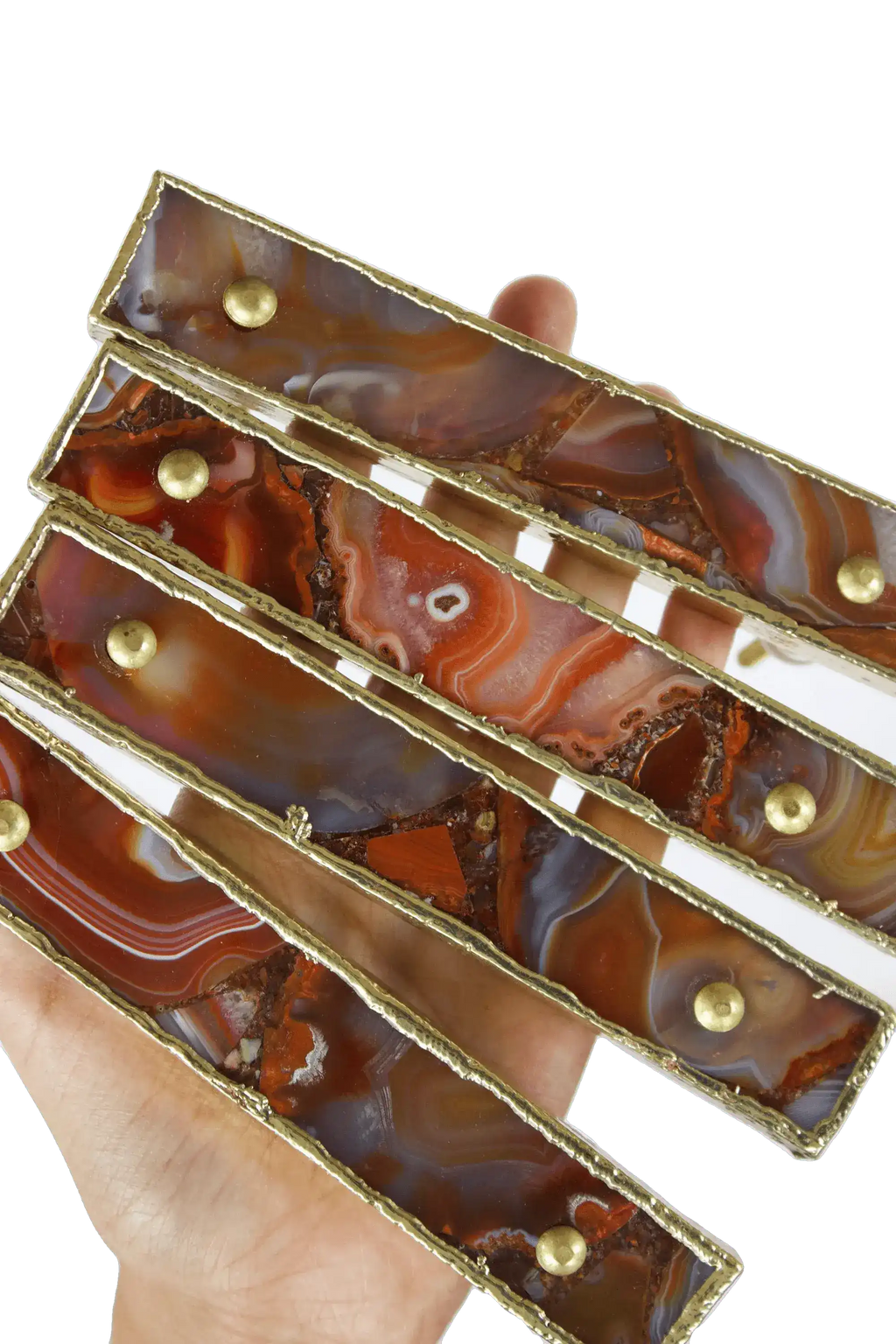 Red Agate Cabinet Door Pull Handle - Set of 4