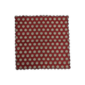 Red Block Printed Scalloped Cotton Napkins with Embroidered Trims