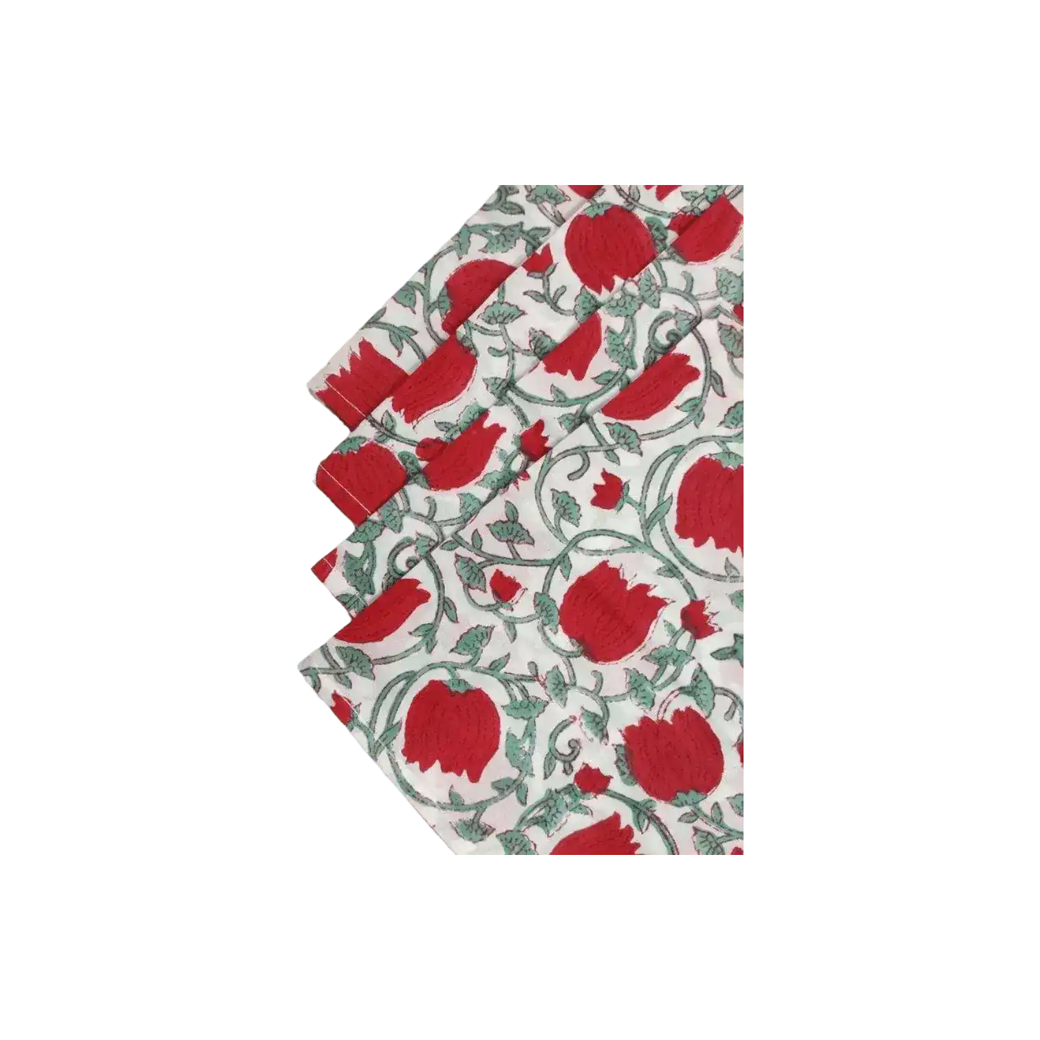 Red Floral Indian Block Print Cotton Napkins