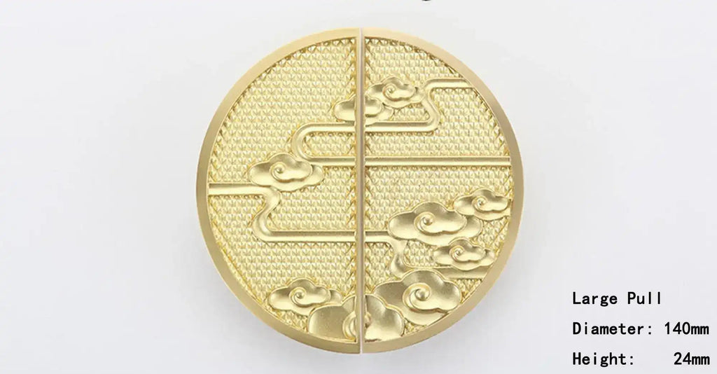 Round Brass Chinoiserie Cabinet Drawer Knob