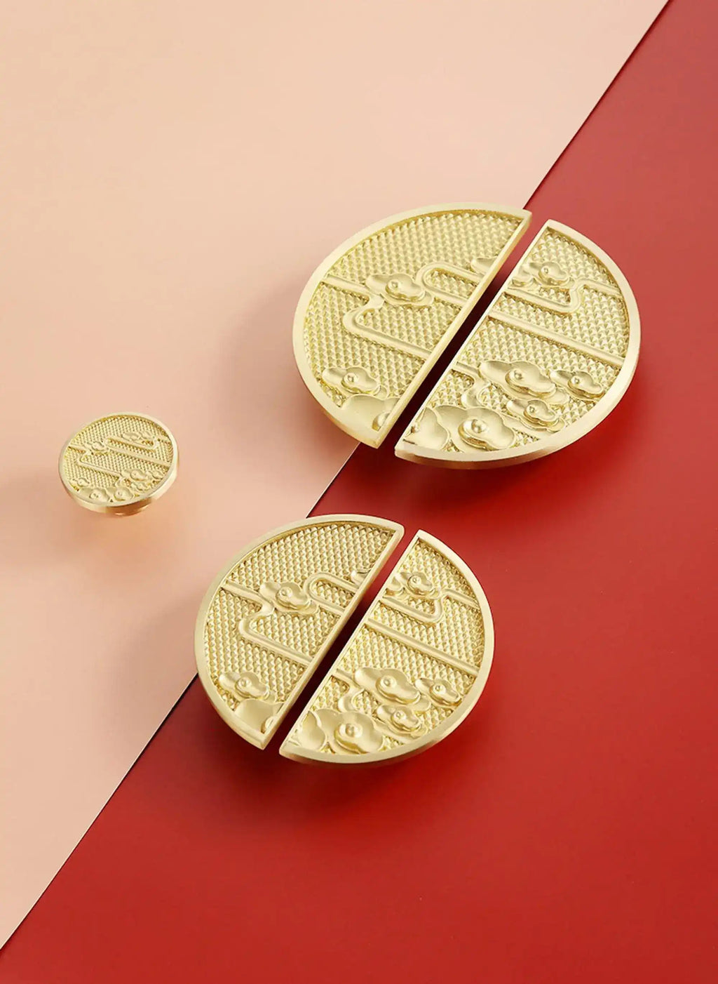 Round Brass Chinoiserie Cabinet Drawer Knob