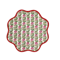 Scalloped Green and Red Floral Cotton Placemats