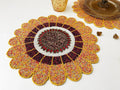 Scalloped Round Beaded Placemat - Pumpkin
