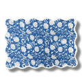 Scalloped White Floral Blue Cotton Placemat Set