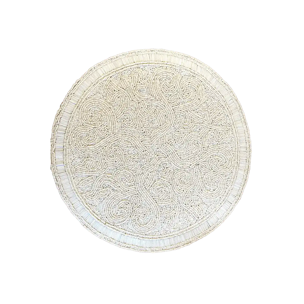 Set of 2 Kaiser Round Beaded Placemat - White